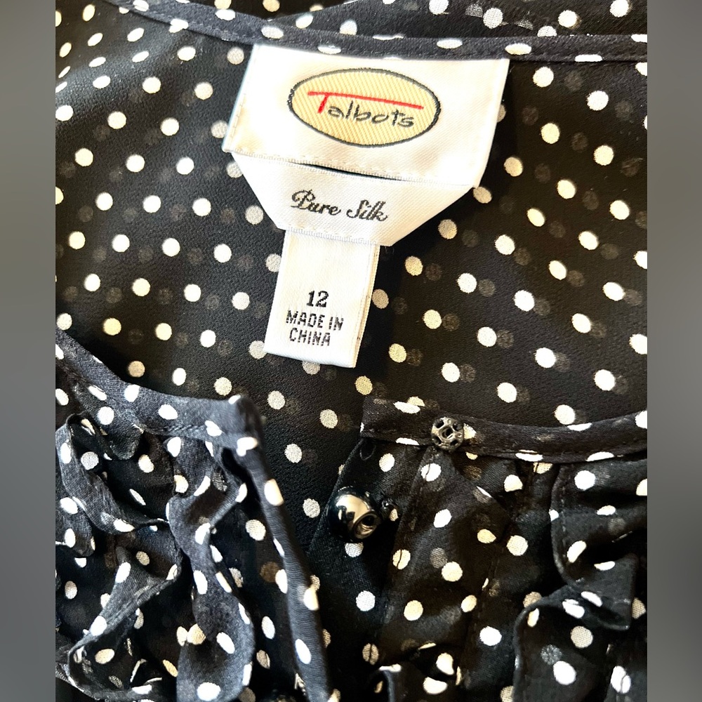 Talbots Pure Silk Ruffle Tee - Picture 4 of 4